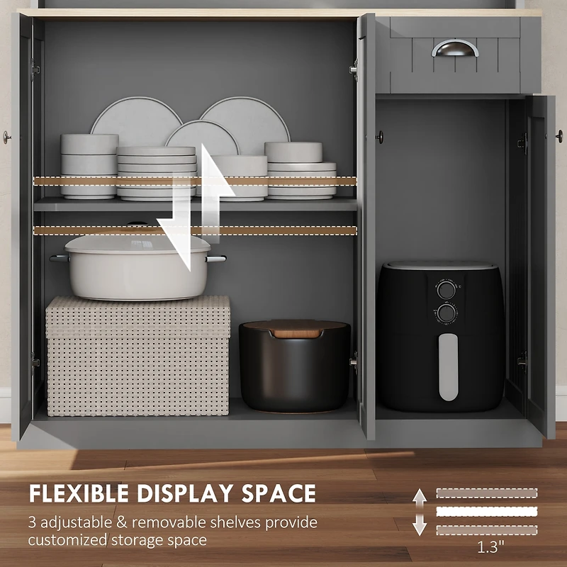 Homcom 71" Buffet with Hutch, Farmhouse Kitchen Pantry Storage Cabinet