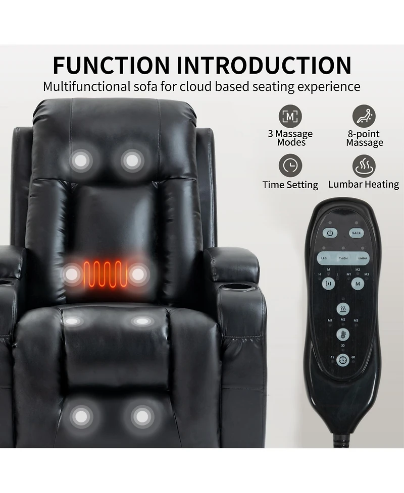 Clihome Infinite Position Up to 350 Lbs Power Lift Recliner Chair for Elderly Heavy Duty Motion Mechanism with 8 Point Vibration Massage and Lumbar He