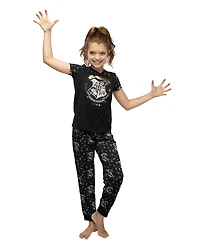 Harry Potter Girls' Hermione Hogwarts Crest Athletic Jogger 2-Piece Kids Pajama Set
