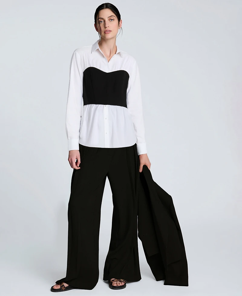 Kenneth Cole Juniors' Poplin Bustier-Style Shirt