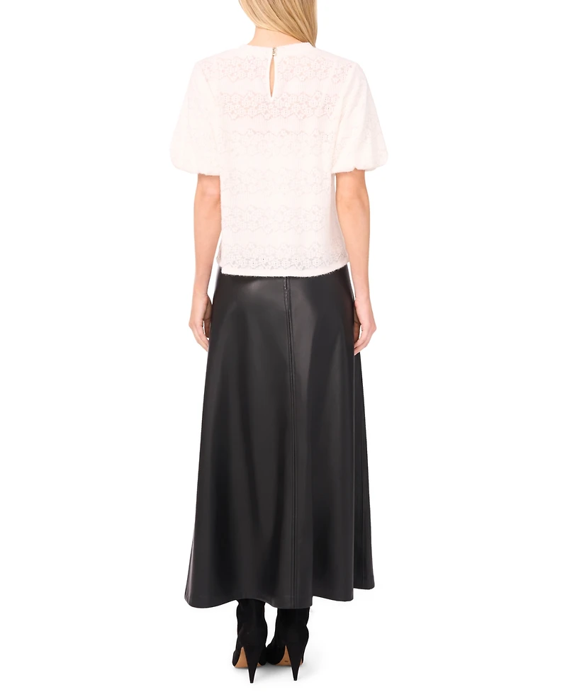Vince Camuto Women's Puff Sleeve Crewneck Top