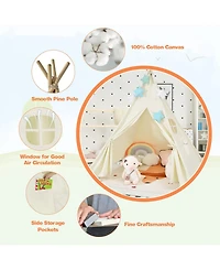 Foldable Kids Canvas Teepee Play Tent