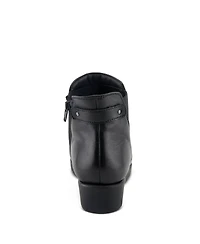 Spring Step Apso Leather Wedge Bootie with Elastic Panel, Inside Zipper, and Removable Insole