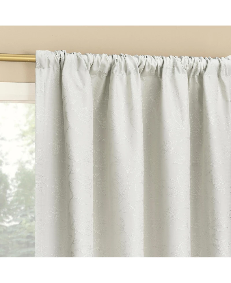 Sun Zero Belmont Floral Jacquard 100% Blackout Rod Pocket Curtain Panel