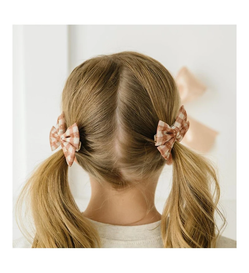 Sweet Wink Girls Gingham Printed Tulle Bow Clip Set