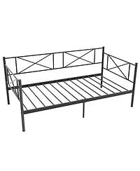 Gymax Twin Metal Daybed Modern Platform Bed w/ Heavy-duty Slat Support