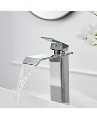 Greenspring Waterfall Single Hole Single Handle Bathroom Vessel Sink Faucet With Pop-up Drain Assembly