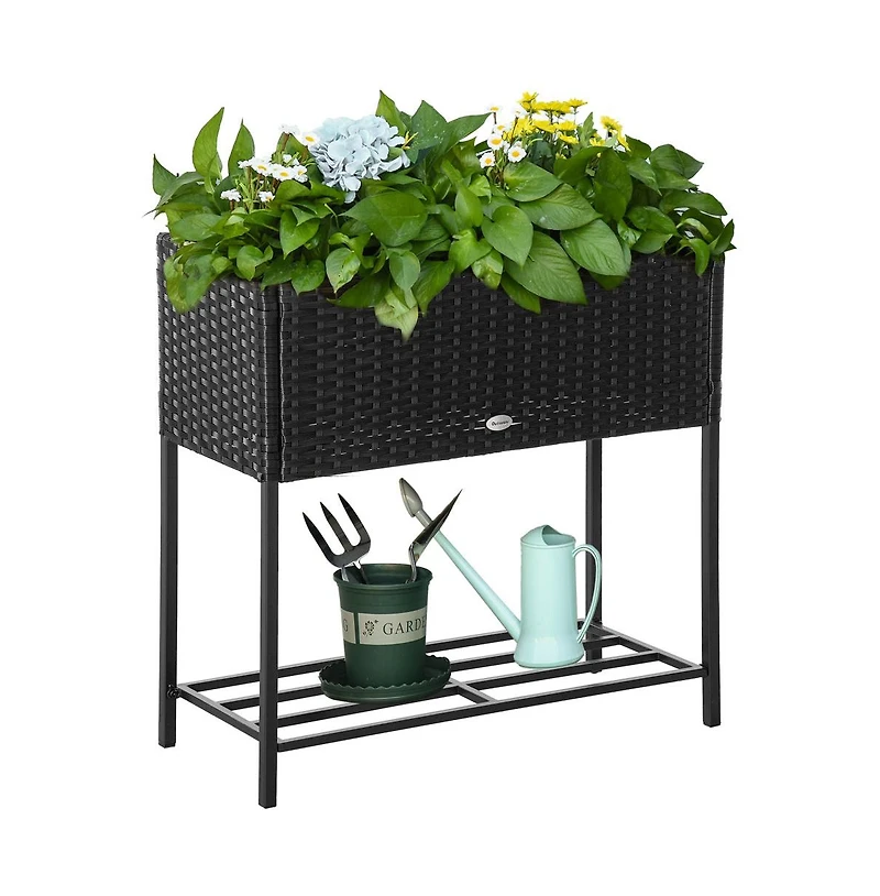 Chic Crate Chic Crate Outsunny Elevated Planter Box with Rattan Look