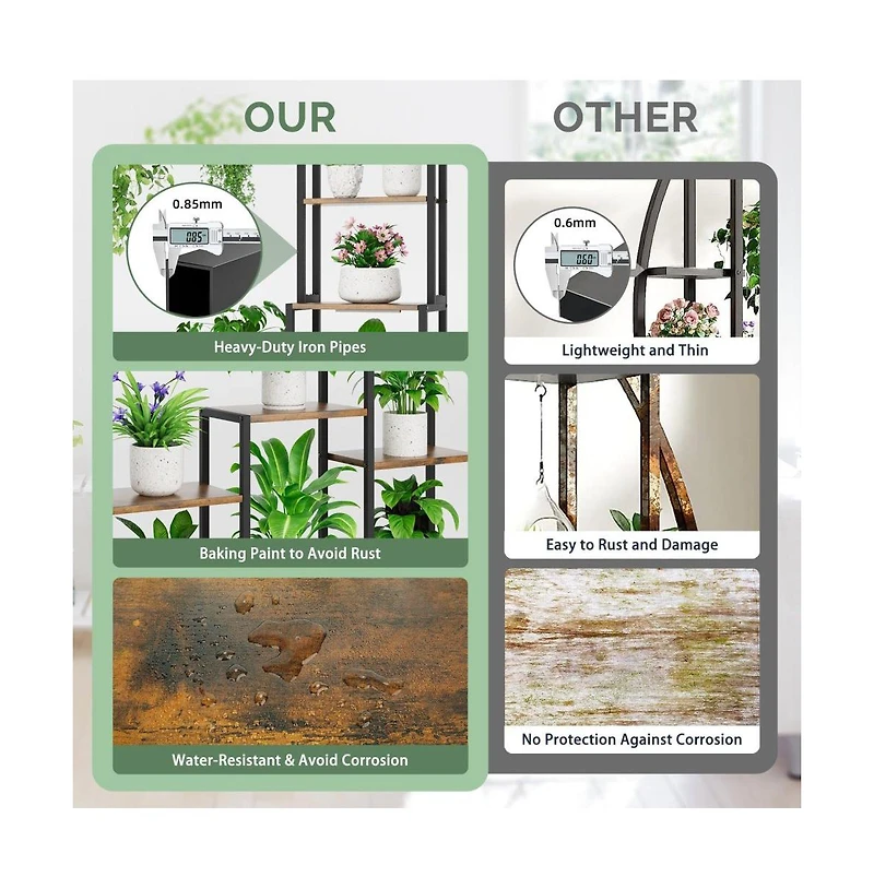 Chic Crate 71 Indoor Plant Stand with Grow Light 8 AeTier Heavy AeDuty Metal Shelf for Living Room, Balcony & Garden