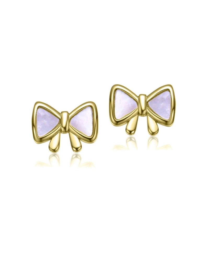 GiGiGirl 14K Gold Plated Bow Design Stud Earrings For Kids