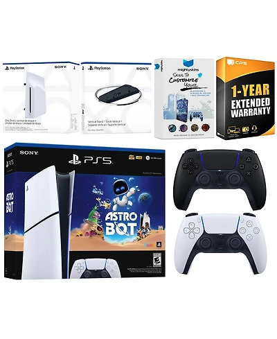 Sony PlayStation 5 Astro Bot Slim Digital Bundle with Disc Drive, Extra Controller, Vertical Stand, MightySkins Voucher and 1 Year Extended Warranty
