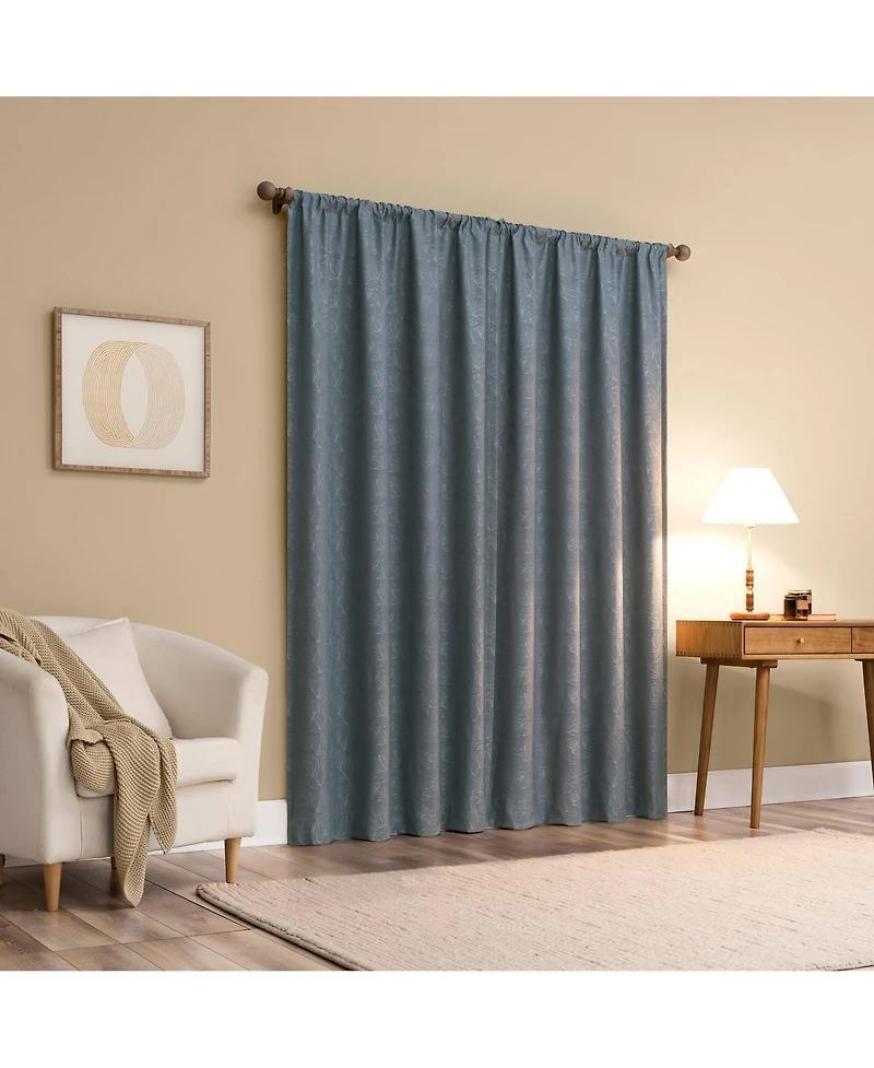 Sun Zero Belmont Floral Jacquard 100% Blackout Rod Pocket Curtain Panel