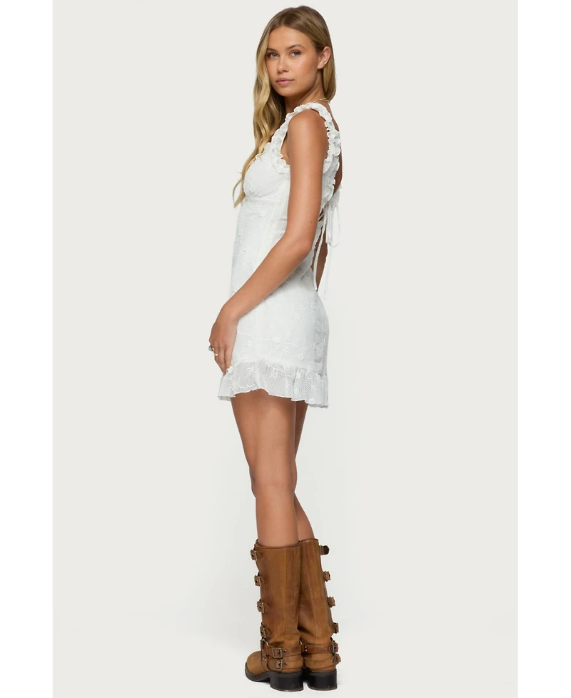 Edikted Womens Shayla Ruffle Textured Mini Dress