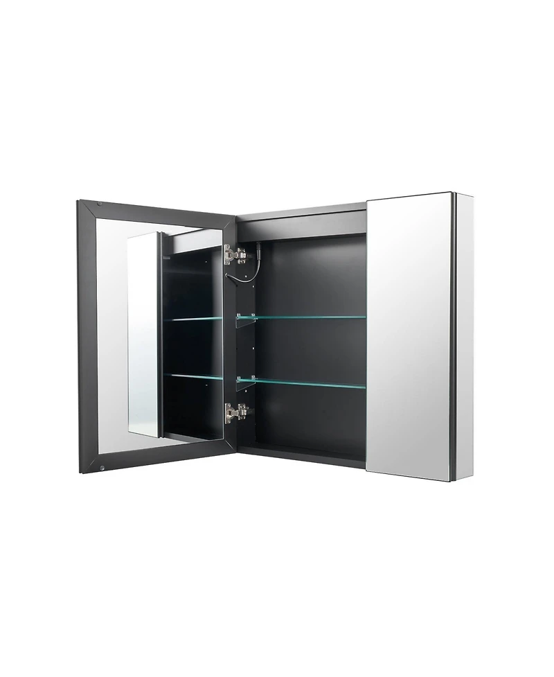 Slickblue Lighted Medicine Cabinet with Hd Tempered Glass Mirror Recessed Wall