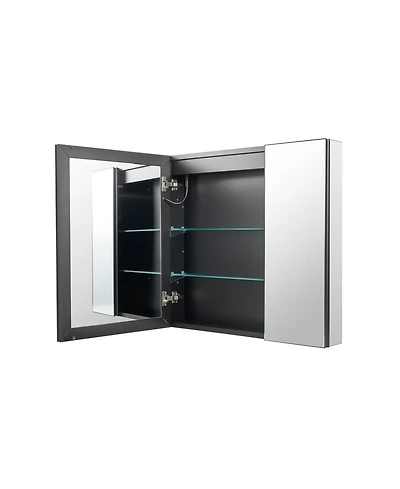 Slickblue Lighted Medicine Cabinet with Hd Tempered Glass Mirror Recessed Wall