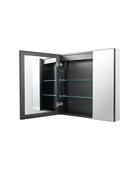 Slickblue Lighted Medicine Cabinet with Hd Tempered Glass Mirror Recessed Wall