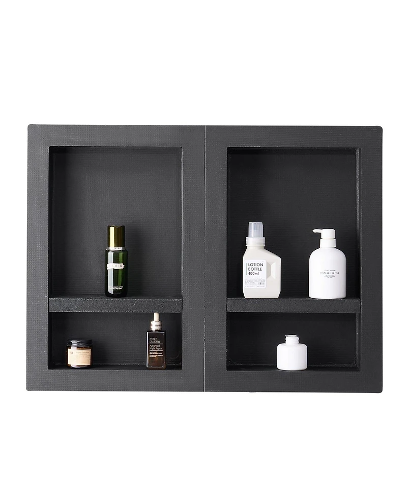 Slickblue Double Recessed Shower Niche Wall Shelf for Bathroom Storage and Organization