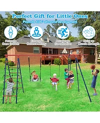 550 Lbs 6-in-1 Patio Kids Swing Set with Climbing Net and Ladder