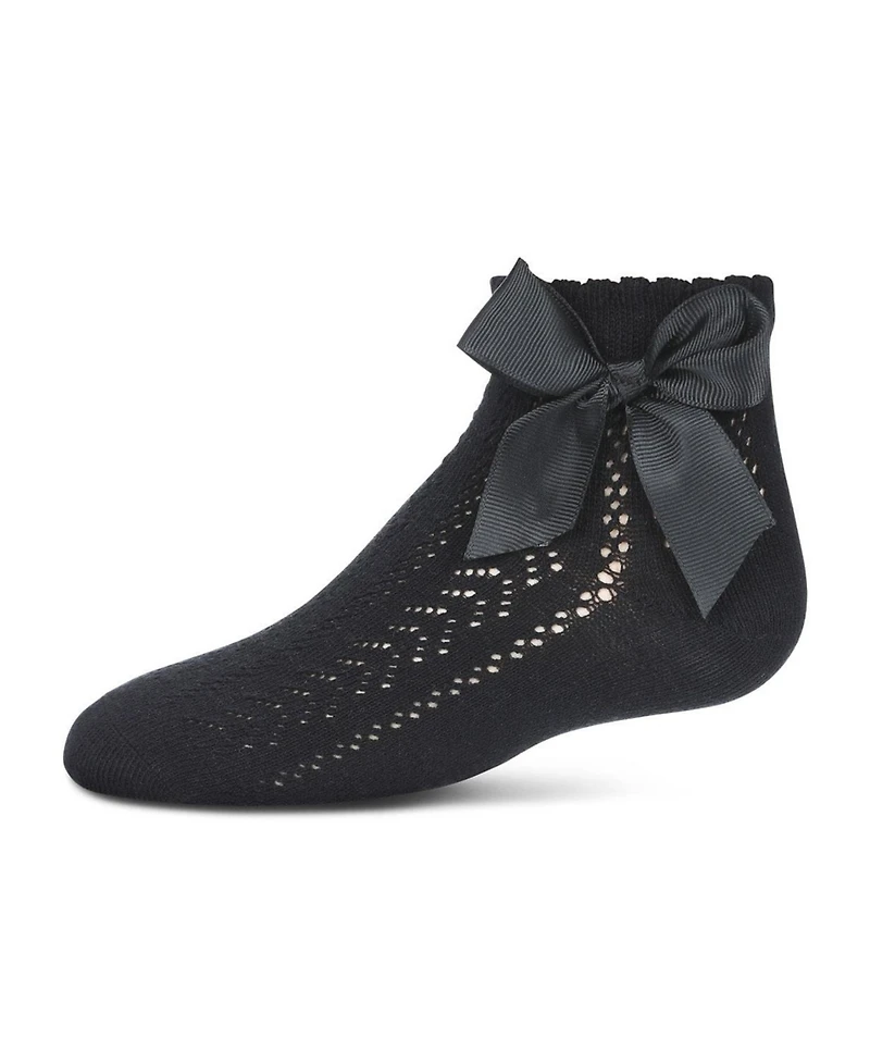 Memoi Girls' Knit Openwork Bow Anklet Socks