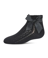 Memoi Girls' Knit Openwork Bow Anklet Socks