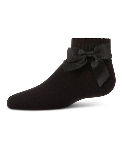 Memoi Girls' Ribbed Bow Anklet Socks