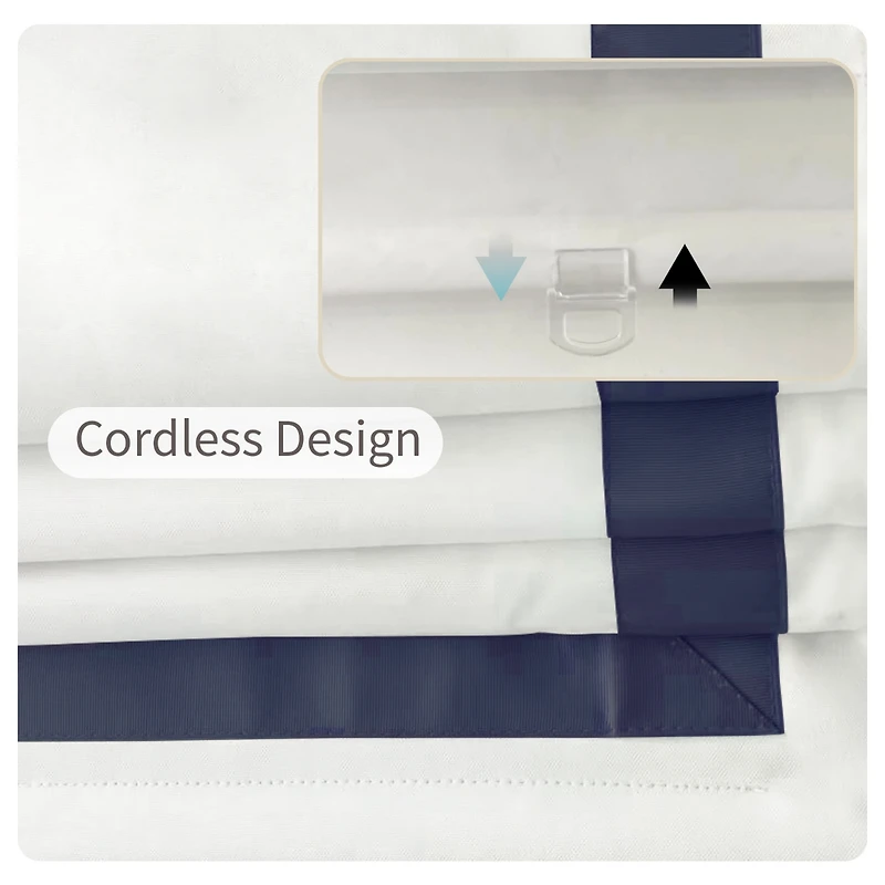 Shadisfy Cordless Pull Down 100% Blackout Roman Shade with Ribbon Border 29"x64"