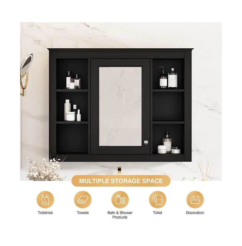 Chic Crate-Tall Bathroom Storage Cabinet Freestanding Cabinet w/ 2 Different-Size Drawers & Adj. Shelf | Mdf Painted Finish | White