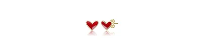 GiGiGirl 14K Gold Plated with Red Enamel Heart Stud Earrings