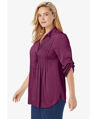 Woman Within Plus Rayon 7-Day Pintucked Tunic Blouse