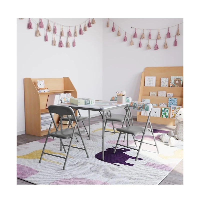 Emma+Oliver Kids 5 Piece Folding Table And Chair Set - Activity