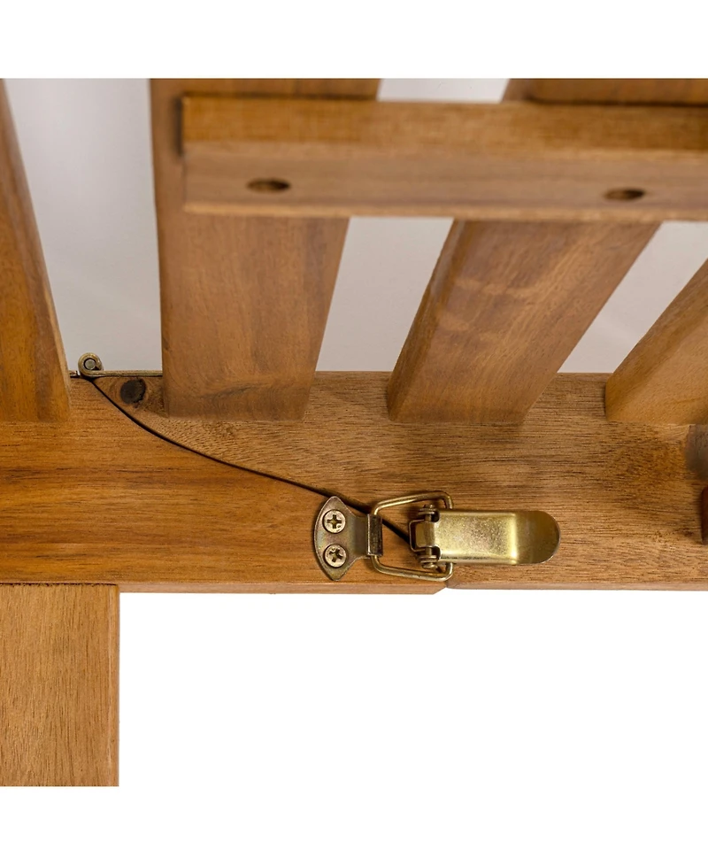 Jonathan Y Mallorca Modern Classic Foldable Adjustable Wood Chaise Outdoor Lounge Chair with Cushion & Wheels