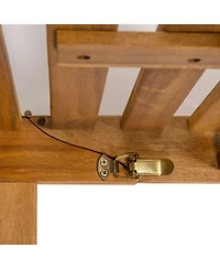 Jonathan Y Mallorca Modern Classic Foldable Adjustable Wood Chaise Outdoor Lounge Chair with Cushion & Wheels