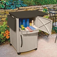 Suncast DCP2000 Portable Outdoor Patio Prep Serving Station Table and Cabinet