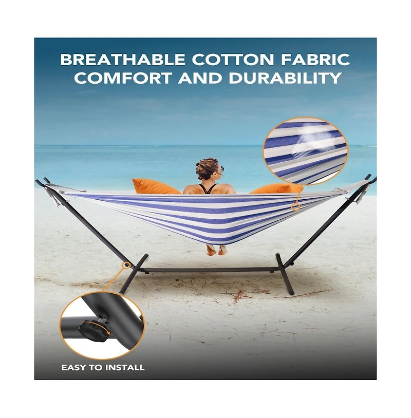 Heavy-Duty Steel Stand Double Hammock: Portable, Easy Assembly