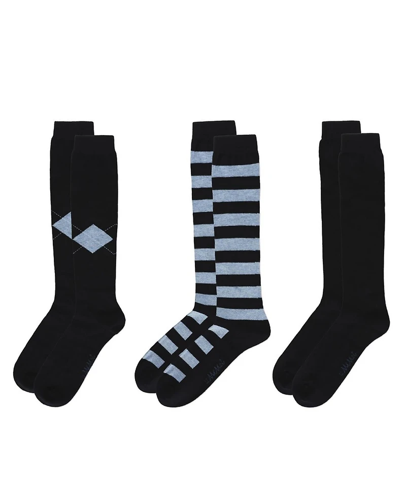 Memoi Big Girls 3 Pair Pack Soft Stripe Knee High Socks