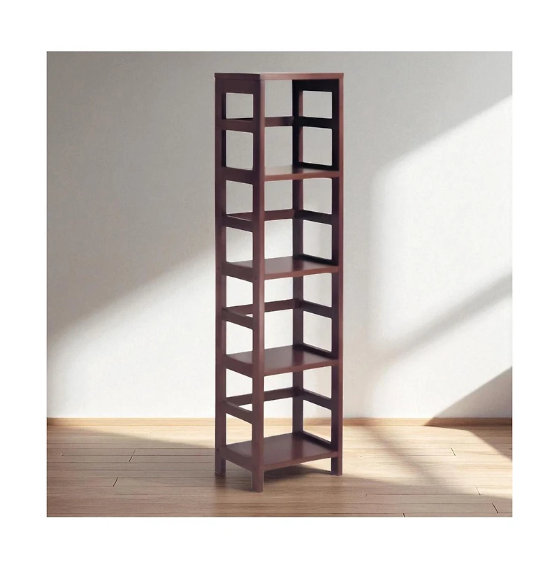 4-Shelf Narrow Shelving Unit Bookcase Tower for Space-Saving Storage and Display