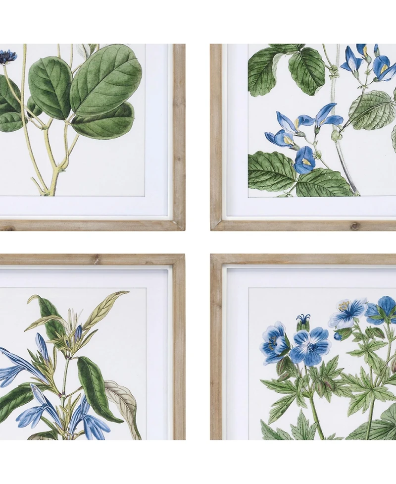 Framed Floral Art Print Stylish Botanical Wall Decor for Home (Set of 4)