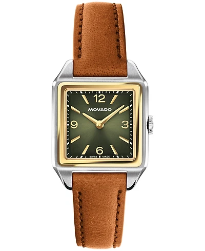 Movado Women's 1917 Swiss Quartz Cognac Leather Watch, 25 x 34.1mm