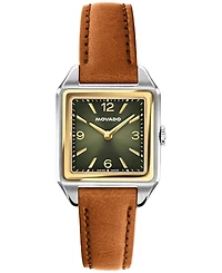 Movado Women's 1917 Swiss Quartz Cognac Leather Watch, 25 x 34.1mm