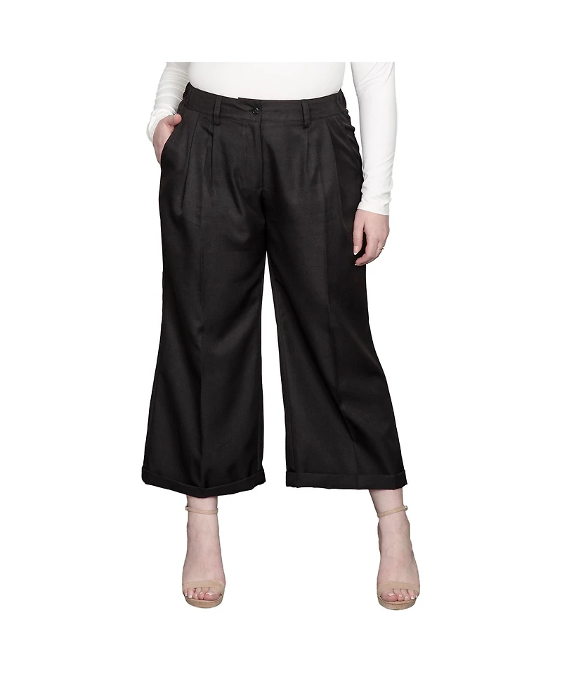 Standards & Practices Plus Pleated Front Cropped Wide Leg Pants
