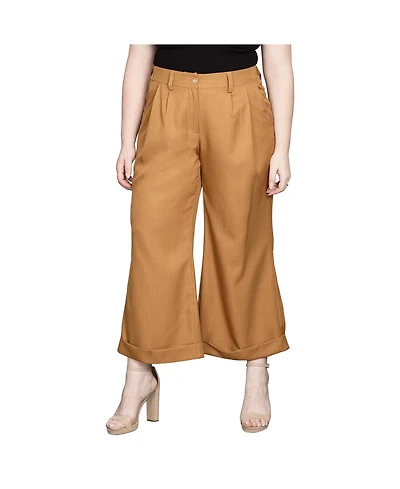 Standards & Practices Plus Pleated Front Cropped Wide Leg Pants
