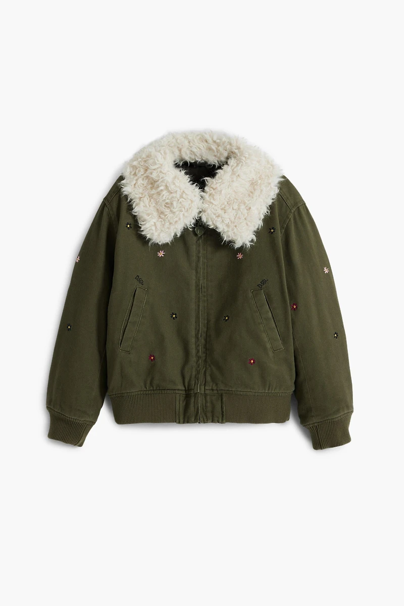 Desigual Girls's Fur collar bomber jacket