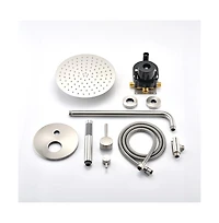 Rainsken Wall Mounted Round Shower Combo Set with 10" Rain Shower Head and Handheld Shower Head Set with Pressure Balancing Valve, Silver