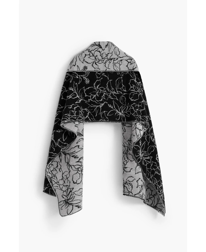 Desigual Women's Reversible floral cape scarf
