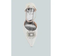 Womens Maeissa Pearls Brooch Detail Platform Block Heel Sandals