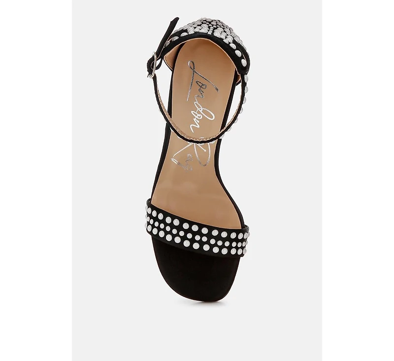 Klebba Pearls Embellished Satin Sandals Women