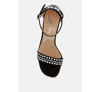 Klebba Pearls Embellished Satin Sandals Women