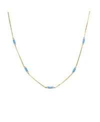 Rachel Glauber 14K Gold Plated with Blue & Clear Cubic Zirconia Station Necklace