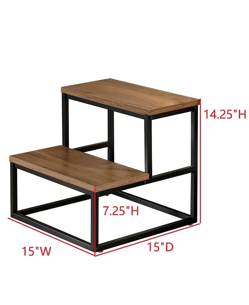 Kings Brand Furniture Axel 2-Step Step Stool – Lightweight, Durable & Modern Design Wooden Steps & Metal Frame, Compact Ladder for Adults