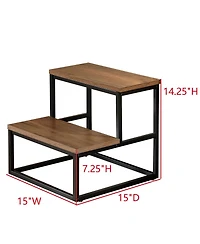 Kings Brand Furniture Axel 2-Step Step Stool – Lightweight, Durable & Modern Design Wooden Steps & Metal Frame, Compact Ladder for Adults